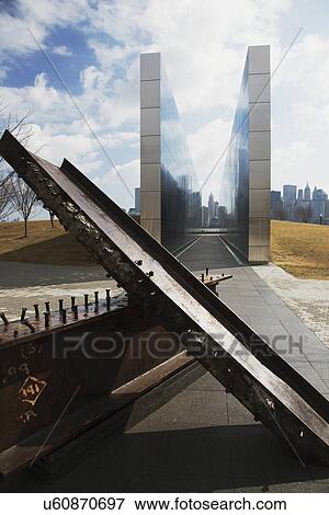 "Empty Sky: Jersey City 9/11 Memorial shows iron beam from W. T. C., New Jersey, USA" View Large Photo Image Stock Photo - "Empty Sky: Jersey City 9/11 Memorial shows iron beam from W. T. C., New Jersey, USA". Fotosearch