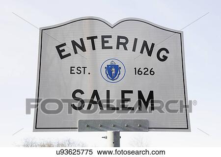 Stock Photography - "Entering Salem Road Sign, Massachusetts, USA". Fotosearch