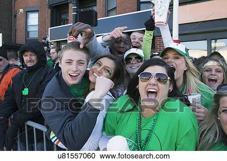 "Enthusiastic crowd, St. Patrick's Day Parade, 2014, South Boston, Massachusetts, USA" View Large Photo Image Stock Image - "Enthusiastic crowd, St. Patrick's Day Parade, 2014, South Boston, Massachusetts, USA". Fotosearch