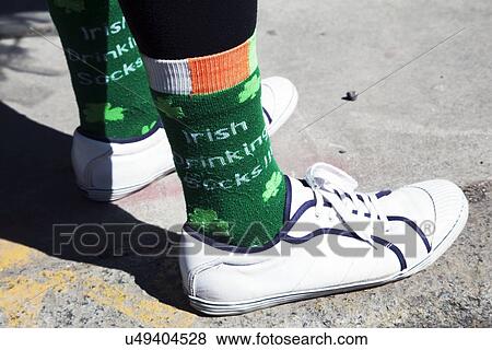 Stock Photo - "Green socks honoring St. Patrick's Day Parade, 2014, South Boston, Massachusetts, USA". Fotosearch