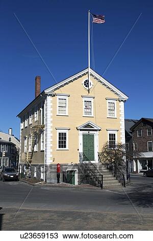 Stock Image - "Historic Old Town Hall House, constructed 1727, Marblehead, Massachusetts, USA". Fotosearch