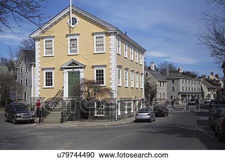 Stock Image - "Historic Old Town Hall House, constructed 1727, Marblehead, Massachusetts, USA". Fotosearch