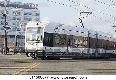 "Light Rail, New Jersey, USA Transit, near Jersey City, New York, USA" View Large Photo Image Stock Photo - "Light Rail, New Jersey, USA Transit, near Jersey City, New York, USA". Fotosearch