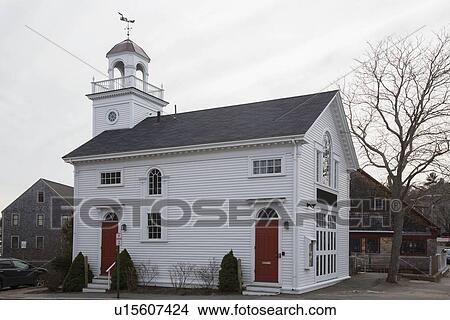 "New England town hall on sea, near Glouchester, Massachusetts, USA" View Large Photo Image Picture - "New England town hall on sea, near Glouchester, Massachusetts, USA". Fotosearch