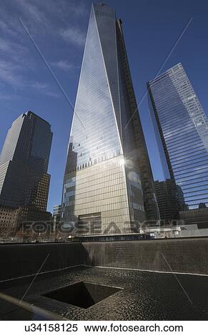 Stock Photography - "One World Trade Center (1WTC), Freedom Tower and Footprint of WTC, National September 11 Memorial, New York City, New York, USA". Fotosearch