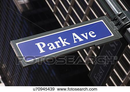Stock Photo - """Park Avenue"" road sign, New York City, New York, USA". Fotosearch