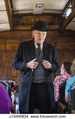 Picture - "Reenactor for William Jackson General Palmer, Durango and Silverton Narrow Gauge Railroad, Colorado, USA". Fotosearch
