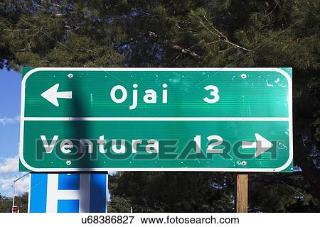 "Street sign pointing to Ventura and Ojai, California, USA" View Large Photo Image Stock Photo - "Street sign pointing to Ventura and Ojai, California, USA". Fotosearch