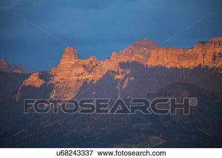 "Sunset on Cimarron Mountains, Colorado, USA, near Ridgway" View Large Photo Image Stock Photo - "Sunset on Cimarron Mountains, Colorado, USA, near Ridgway". Fotosearch