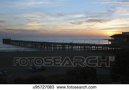 Stock Image - "Ventura Pier at sunset, Ventura, California, USA". Fotosearch