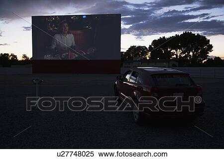 Stock Photography - "Views in car watch movie Star Drive In Movie Theater, Montrose, Colorado, USA". Fotosearch