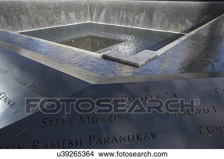 Picture - "Waterfall Footprint of WTC, National September 11 Memorial, New York City, New York, USA". Fotosearch