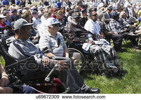 Stock Photo - "Wounded vets in wheel chairs at Los Angeles National Cemetery Annual Memorial Event, May 26, 2014, California, USA". Fotosearch