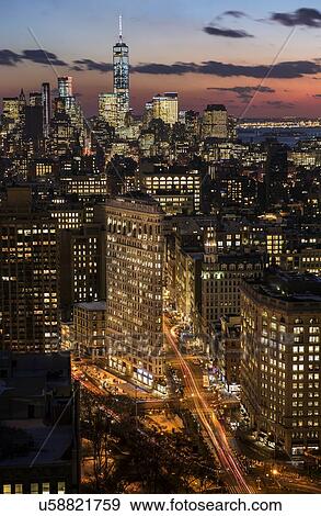 Downtown skyline at dusk View Large Photo Image Stock Photo - Downtown skyline at dusk. Fotosearch