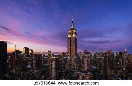 Empire State Building at dusk View Large Photo Image Picture - Empire State Building at dusk. Fotosearch