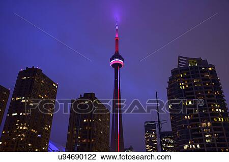 Illuminated city at dusk and CN Tower View Large Photo Image Stock Image - Illuminated city at dusk and CN Tower. Fotosearch