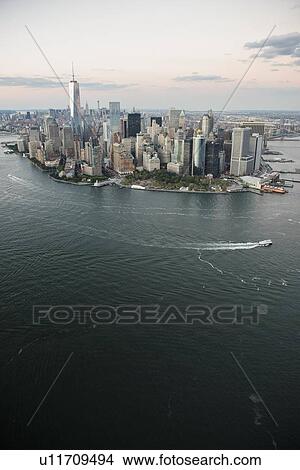 Picture - Manhattan skyline at dusk. Fotosearch