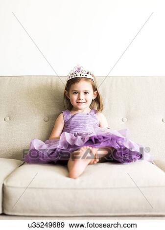Portrait of girl (4-5) in princess costume View Large Photo Image Stock Photo - Portrait of girl (4-5) in princess costume. Fotosearch