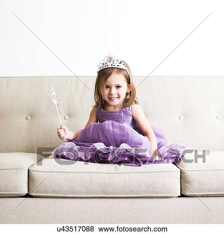 Portrait of girl (4-5) in princess costume View Large Photo Image Stock Photo - Portrait of girl (4-5) in princess costume. Fotosearch