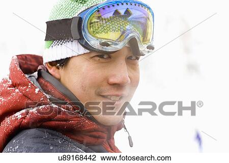 Stock Image - Portrait of skier. Fotosearch
