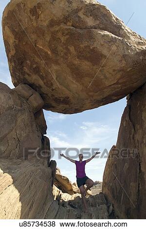 Portrait of woman visiting Balanced Rock View Large Photo Image Stock Photo - Portrait of woman visiting Balanced Rock . Fotosearch
