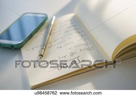 Studio Shot of notebook with list of things to do View Large Photo Image Stock Image - Studio Shot of notebook with list of things to do. Fotosearch