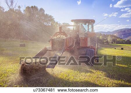 Tractor in field at sunset View Large Photo Image Stock Image - Tractor in field at sunset. Fotosearch