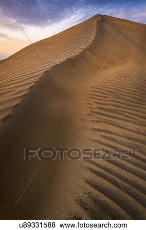Stock Photo - View od sand dune at sunset. Fotosearch
