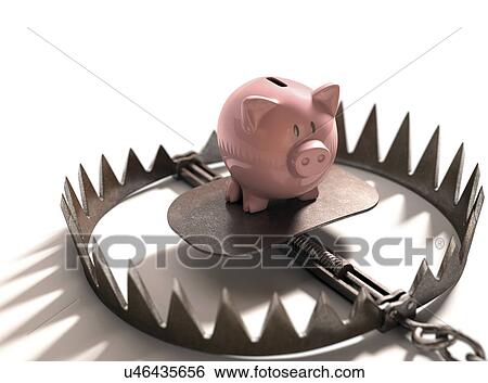 "Animal trap with piggy bank, illustration" View Large Illustration Stock Illustration - "Animal trap with piggy bank, illustration". Fotosearch