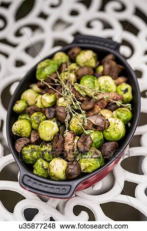 Stock Photo - Brussels sprouts in dish. Fotosearch