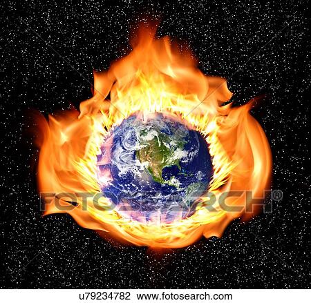 "Earth in flames, illustration" View Large Illustration Drawing - "Earth in flames, illustration". Fotosearch