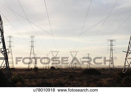 Stock Photo - Electricity pylons. Fotosearch