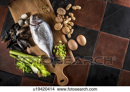Picture - Foods that can all be allergens. Fotosearch