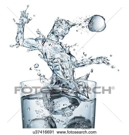 Clip Art - "Glass of water and splashes, illustration". Fotosearch