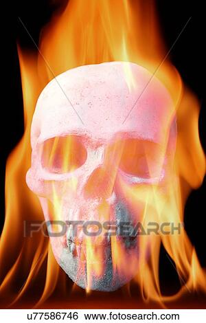 Human skull in flames View Large Illustration Stock Illustration - Human skull in flames. Fotosearch
