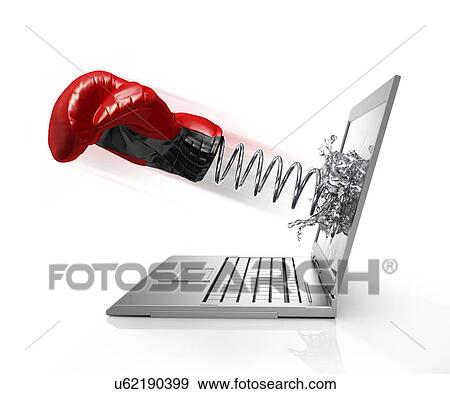 "Laptop with boxing glove, illustration" View Large Illustration Stock Illustration - "Laptop with boxing glove, illustration". Fotosearch
