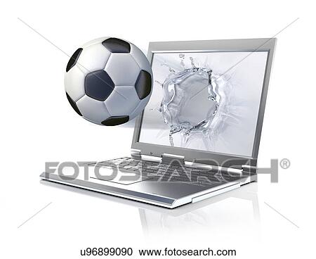 Clipart - "Laptop with football, illustration". Fotosearch