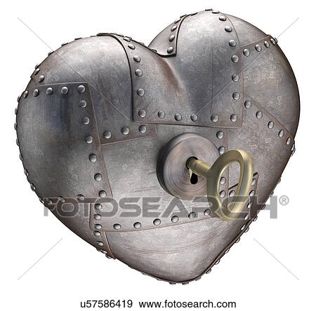 "Metal heart with key, illustration" View Large Illustration Stock Illustration - "Metal heart with key, illustration". Fotosearch