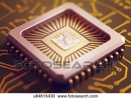 Clipart - "Microchip, illustration". Fotosearch