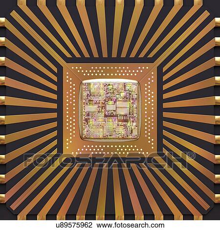 Drawing - "Microchip, illustration". Fotosearch