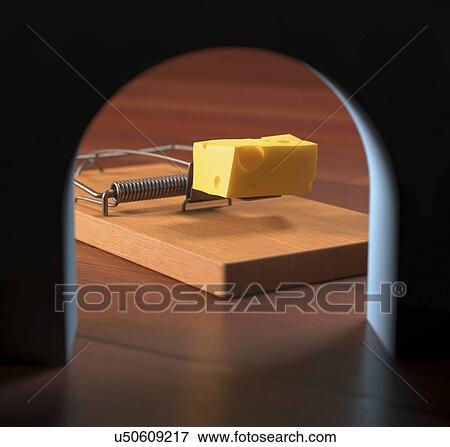 Stock Illustration - "Mouse trap through a hole, illustration". Fotosearch