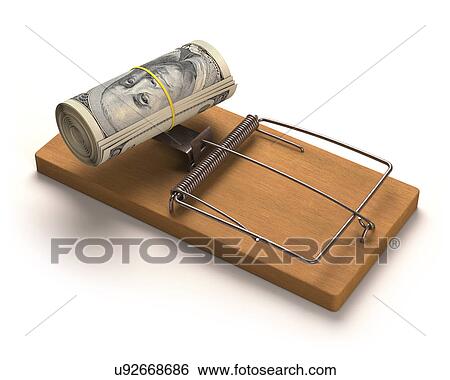 Stock Illustration - "Mouse trap with bank notes, illustration". Fotosearch
