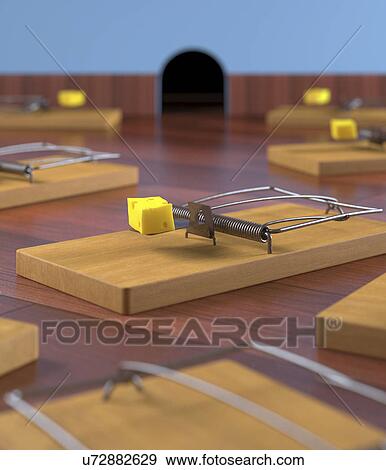 "Mouse traps on the floor, illustration" View Large Illustration Stock Illustration - "Mouse traps on the floor, illustration". Fotosearch