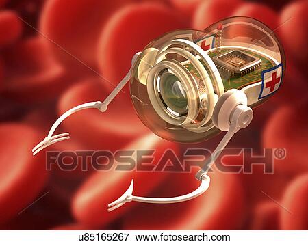 "Nanobot in blood stream, illustration" View Large Illustration Stock Illustration - "Nanobot in blood stream, illustration". Fotosearch