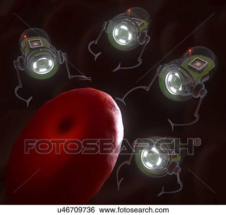 "Nanobots and red blood cell, illustration" View Large Illustration Stock Illustration - "Nanobots and red blood cell, illustration". Fotosearch