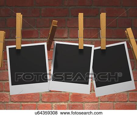 Stock Illustration - "Photographs on washing line, illustration". Fotosearch