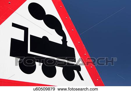 Railway crossing warning sign View Large Photo Image Stock Photo - Railway crossing warning sign. Fotosearch