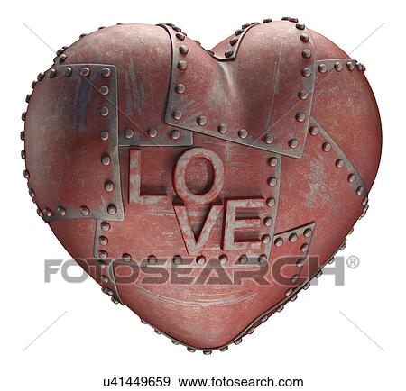 Stock Illustration - "Red metal heart, illustration". Fotosearch