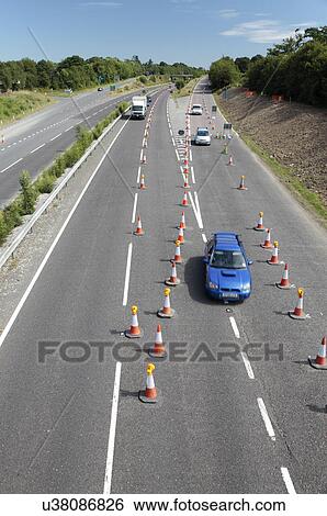 Stock Photograph - Roadworks on road. Fotosearch