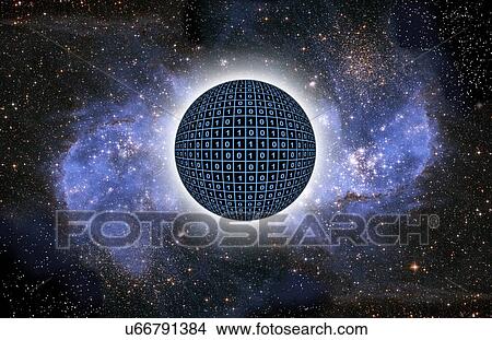 Sphere in space with binary code View Large Illustration Stock Illustration - Sphere in space with binary code. Fotosearch